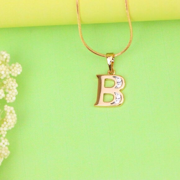 "Rose Gold Letter B Pendant with Crystals – 18K Gold Plated Charm, XPPT1351 - Picture 4 of 13